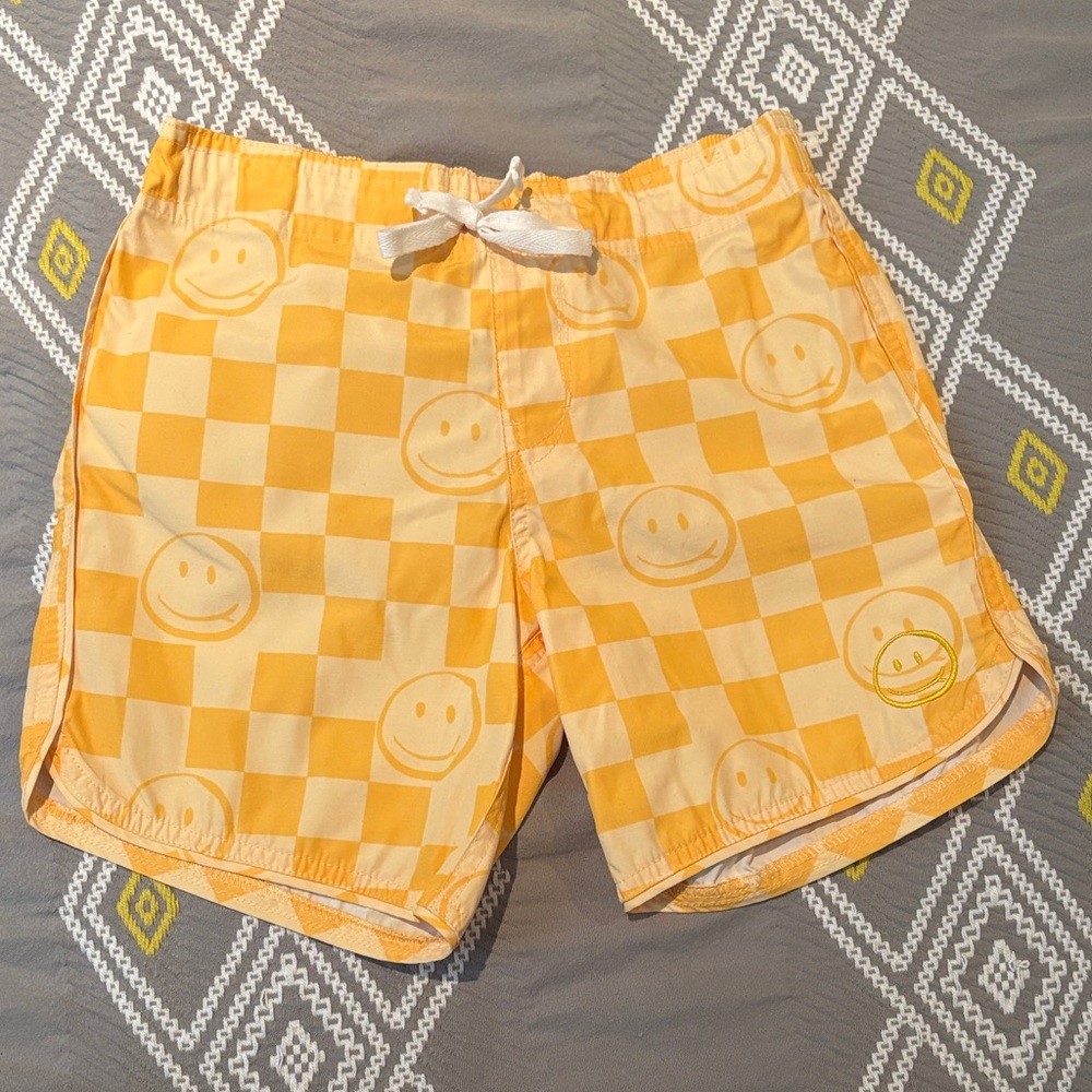Kids Smiley Face Checkered Shorts